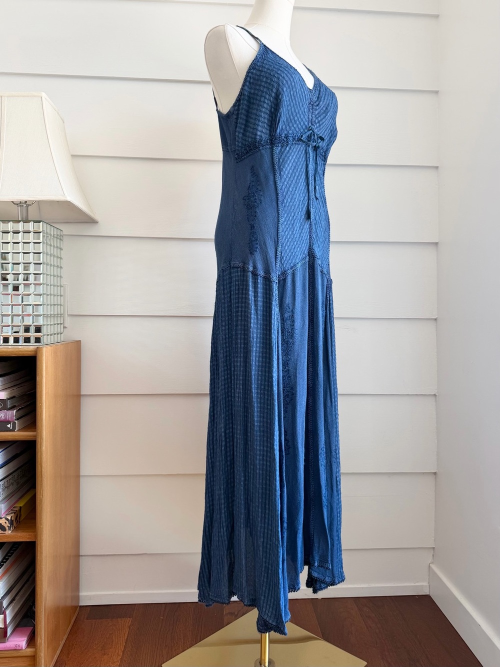 Vintage Y2K Maxi Dress Indigo Blue Fairy Made in India size L - Picture 5 of 8